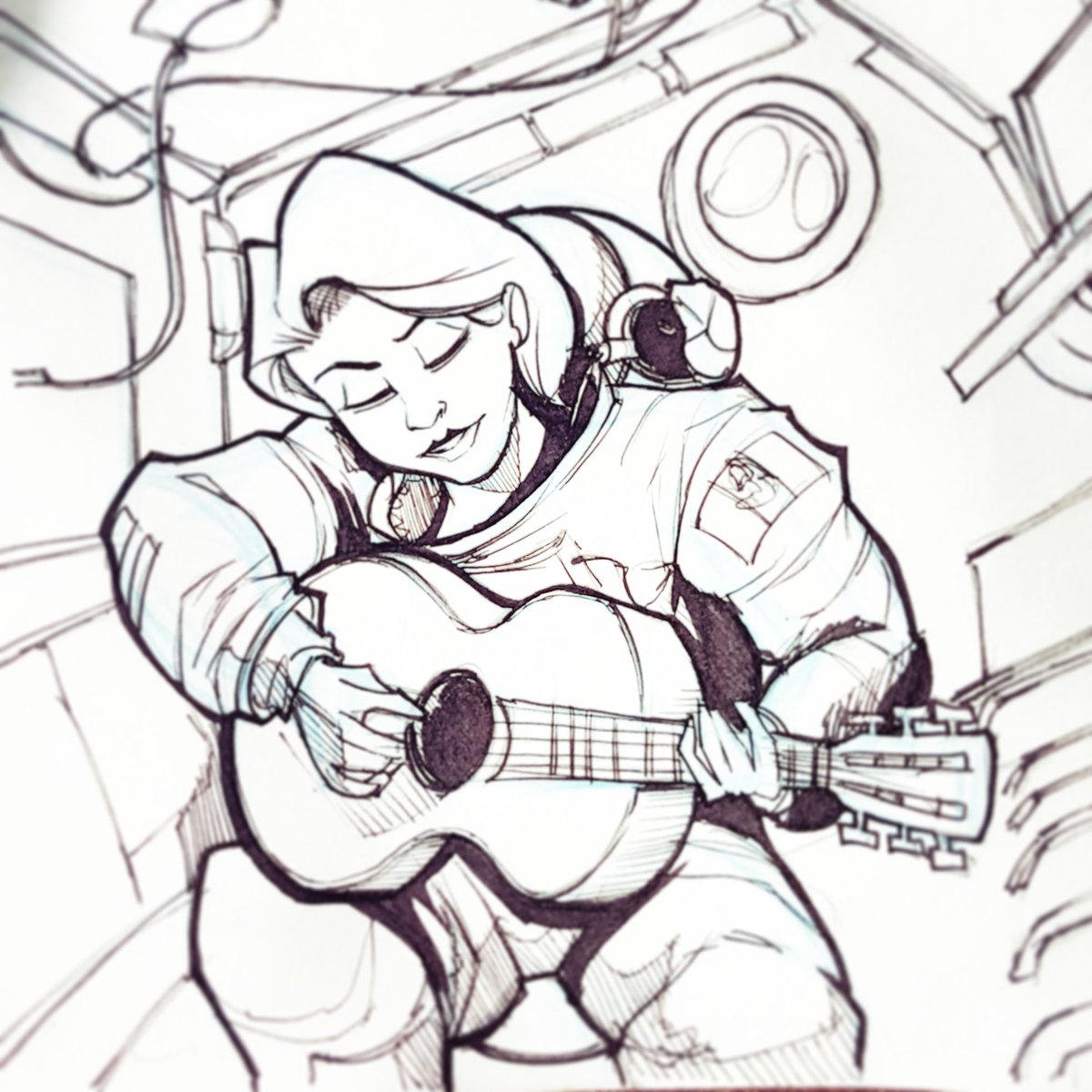 1200x1200 Jose On Twitter Doodle Challenge Day 6! - Guitar Player Sketch