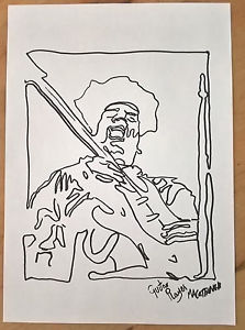 223x300 Original A4 Ink Sketch Drawing - Guitar Player Sketch