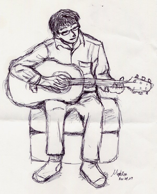 600x740 Sketch - Guitar Player Sketch