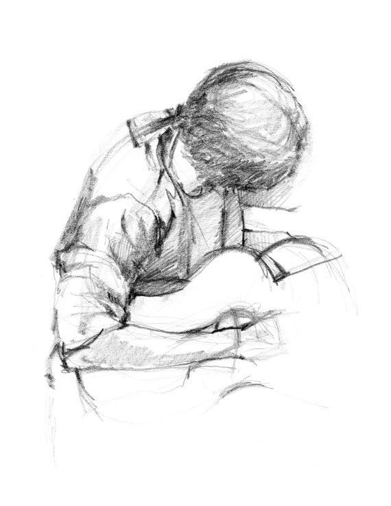 570x738 Guitar Player, Rock Music Art Work, Pencil Drawing Of Male Figure - Guitar Player Sketch