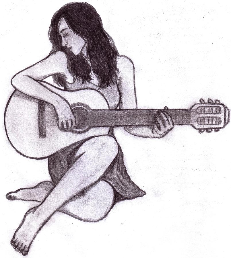 805x900 Guitar Player Digital Art By Toualith Meango - Guitar Player Sketch