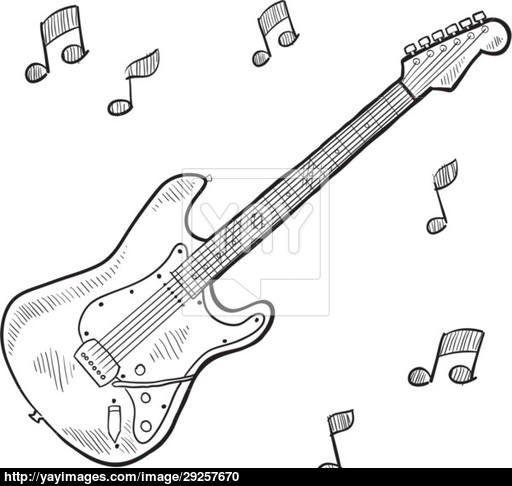 512x486 Electric Guitar Sketch Vector - Guitar Sketch