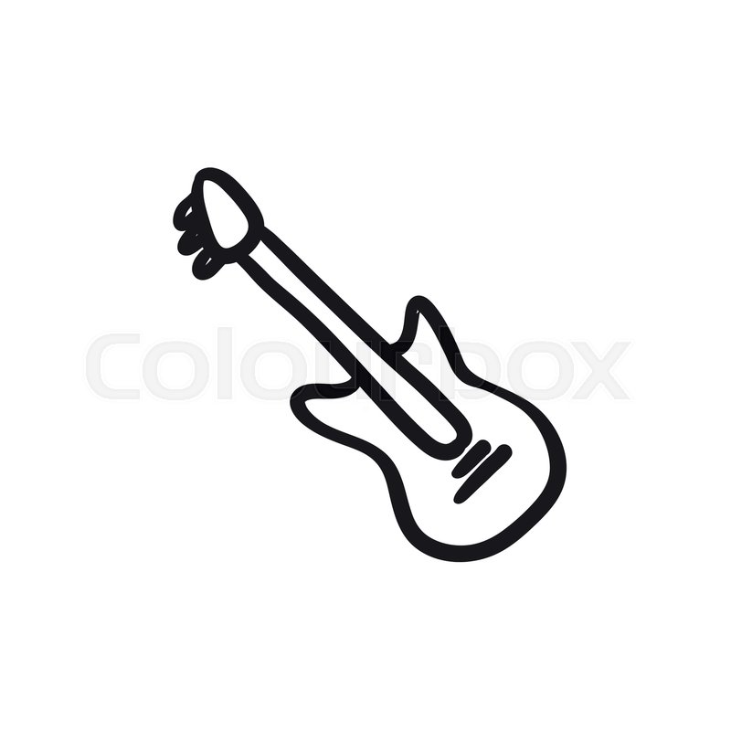 800x800 Electric Guitar Vector Sketch Icon Isolated On Background. Hand - Guitar Sketch