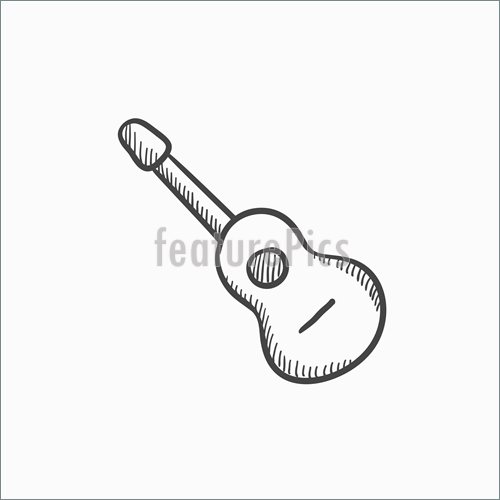 500x500 Illustration Of Acoustic Guitar Sketch Icon. - Guitar Sketch