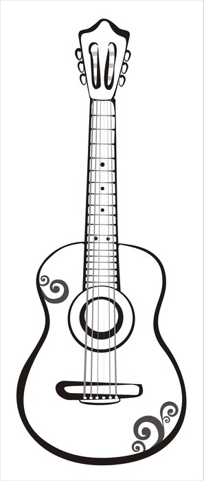 297x700 Guitar Sketch In Black Lines Wall Decal We Live To Change - Guitar Sketch