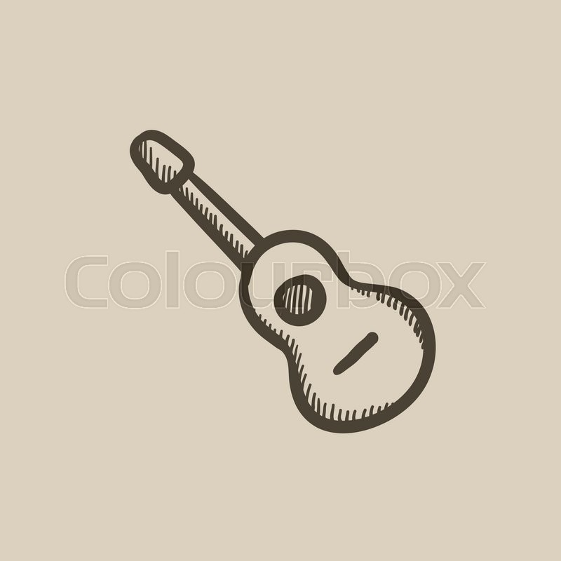 800x800 Acoustic Guitar Vector Sketch Icon Isolated On Background. Hand - Guitar Sketch