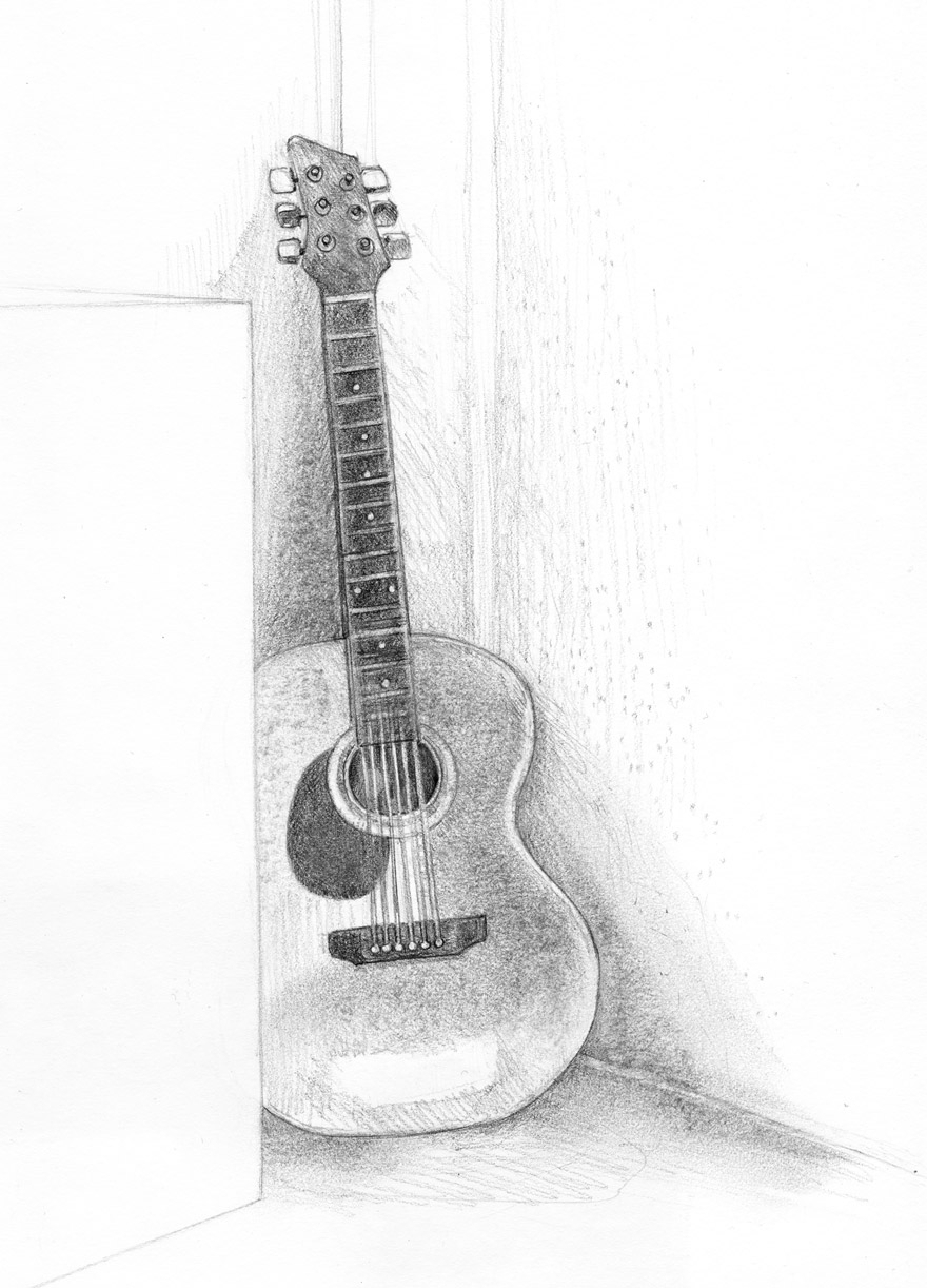 880x1222 Pictures Guitar Pencil 3d Sketch, - Guitar Sketch Easy