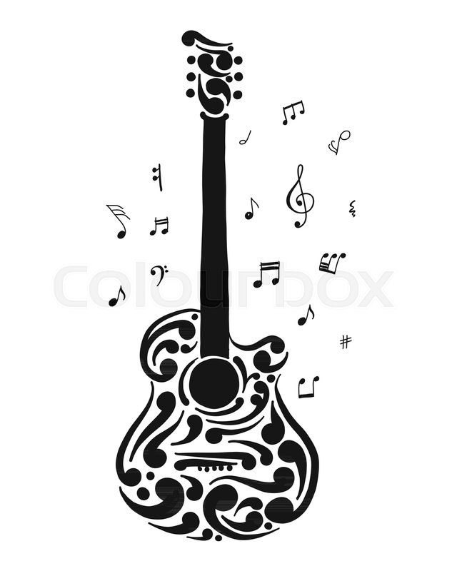 640x800 Art Guitar, Sketch For Your Design. Vector Illustration Stock - Guitar Sketch Images