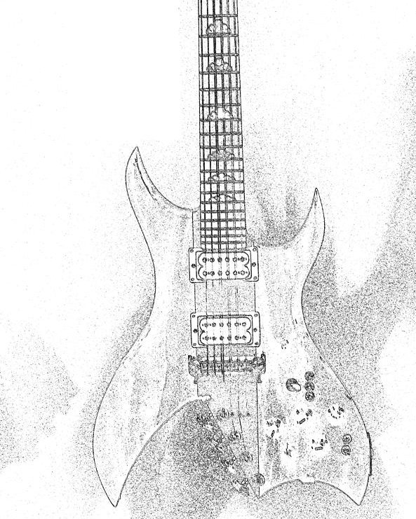 593x741 Bich Electric Guitar Sketch Poster By Georgianne Giese - Guitar Sketch Images