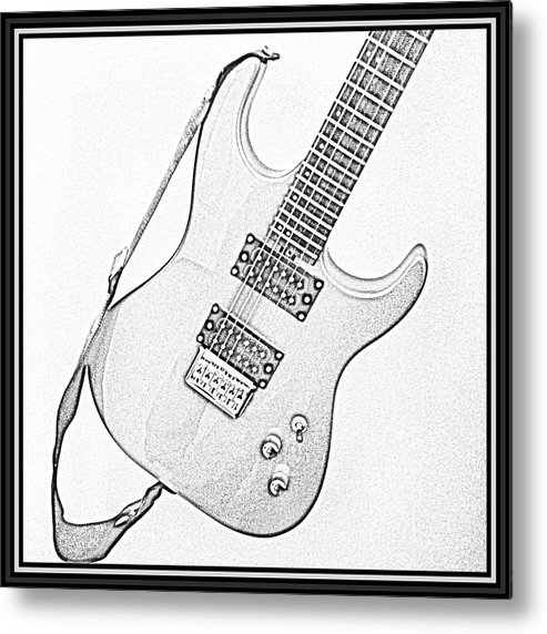 493x572 Black And White Guitar Sketch Metal Print By Marie Naturally - Guitar Sketch Images