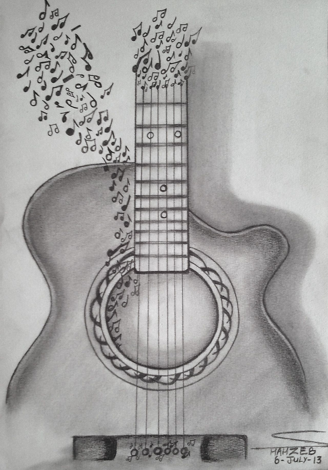 1280x1833 Pencil Art - Guitar Sketch Images