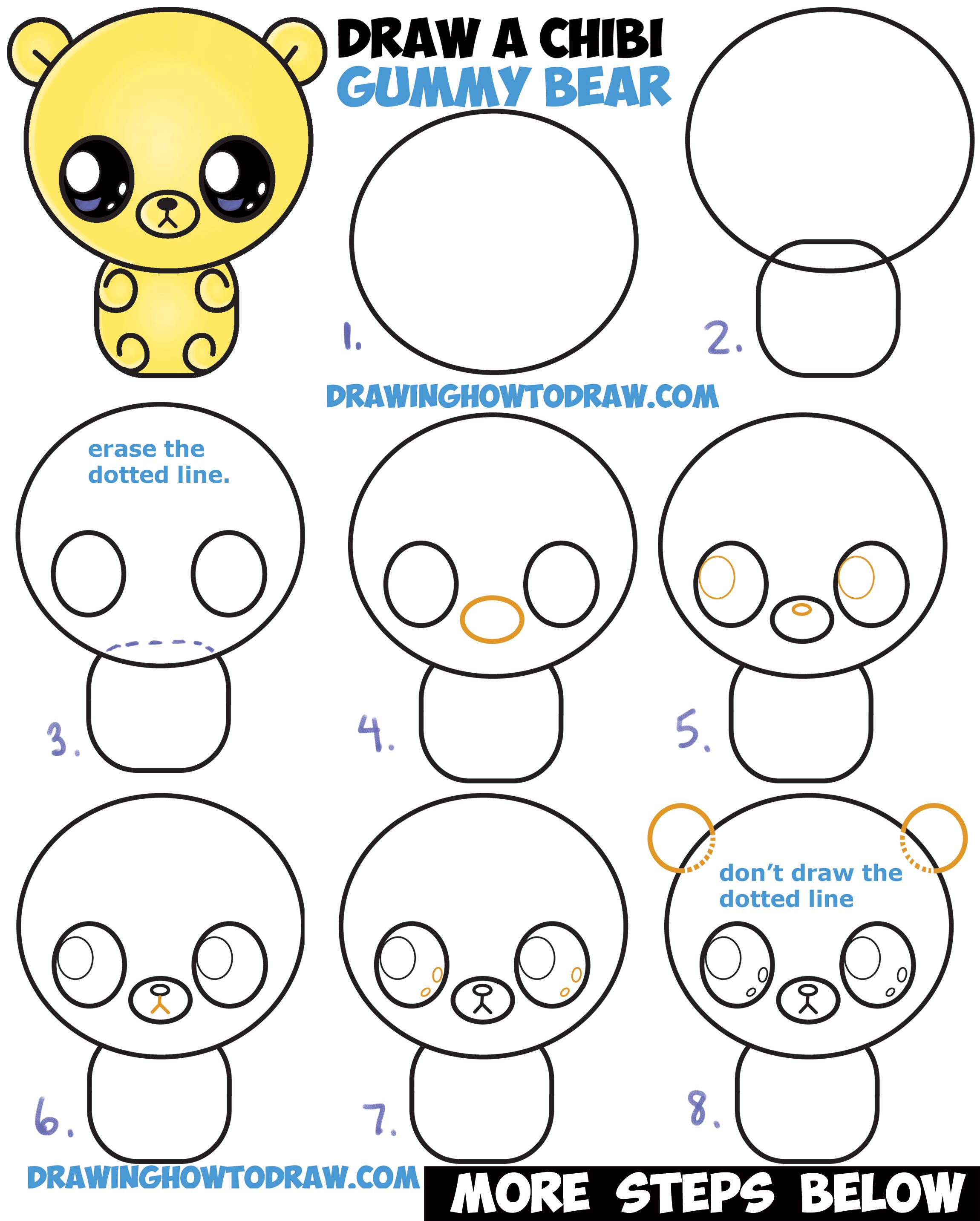 2300x2866 How To Draw A Cute Chibi Kawaii Cartoon Gummy Bear Easy Step - Gummy Bear Sketch