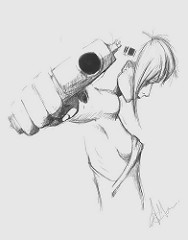 188x240 Girl With Gun Sketch Pencil Practice...hehe Divine Tokyoska - Gun Sketch