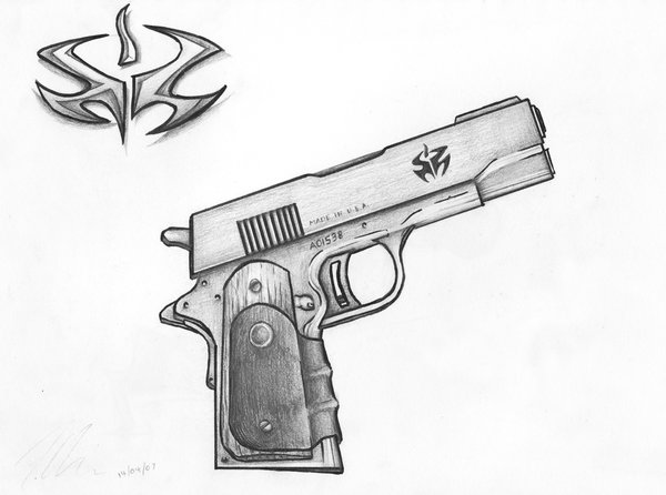 600x446 Hitman Gun Sketch By To4dd - Gun Sketch