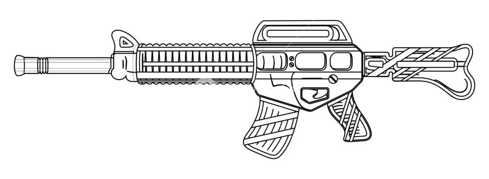 1000x366 Machine Gun Sketching Royalty Free Stock Image - Gun Sketch