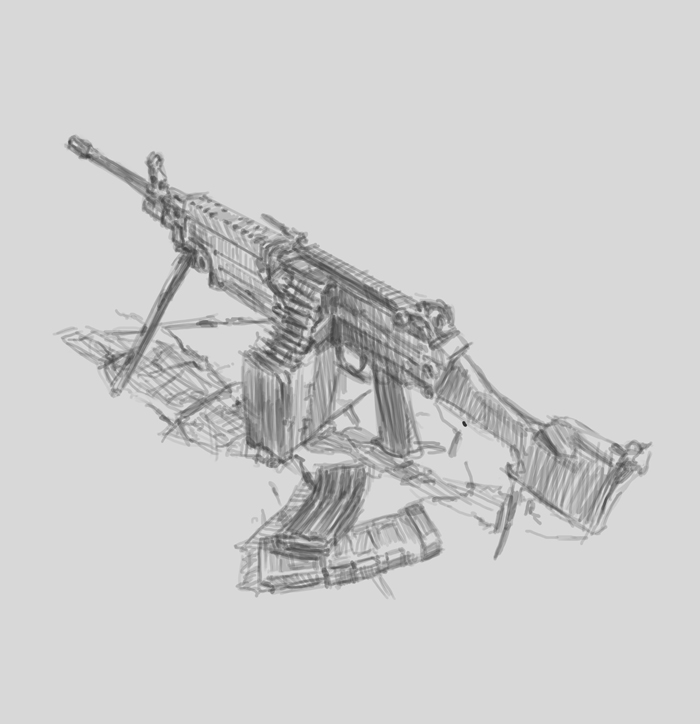 700x724 Machine Gun Sketch Steemit - Gun Sketch