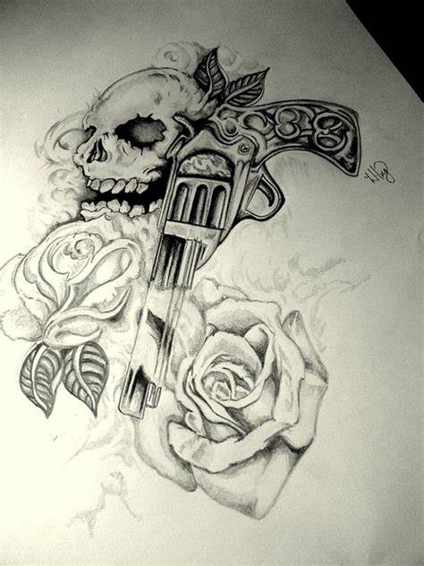 Gun Tattoo Sketch at PaintingValley.com | Explore collection of Gun ...