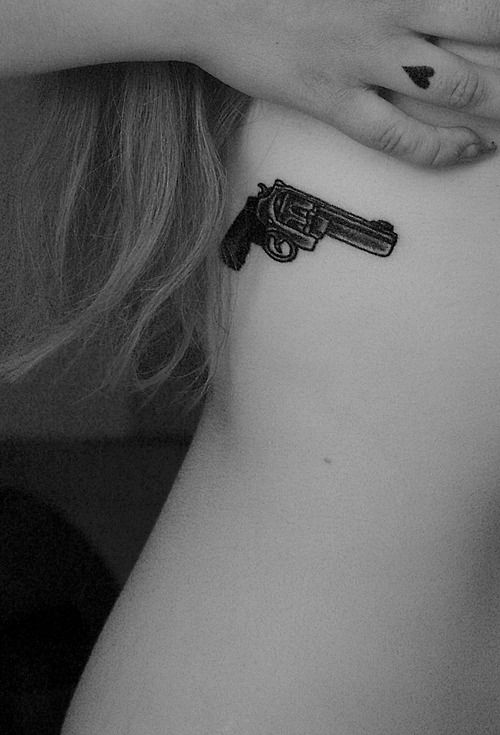500x735 137 Fantastic Gun Tattoos That Hit Their Mark Tattoos Beautiful - Gun Tattoo Sketch