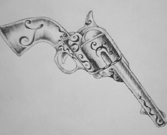 547x441 Newer Gun Tattoo By Themajesticcarnival - Gun Tattoo Sketch