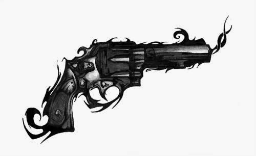 500x306 14 Latest Gun Tattoo Designs And Ideas - Gun Tattoo Sketch