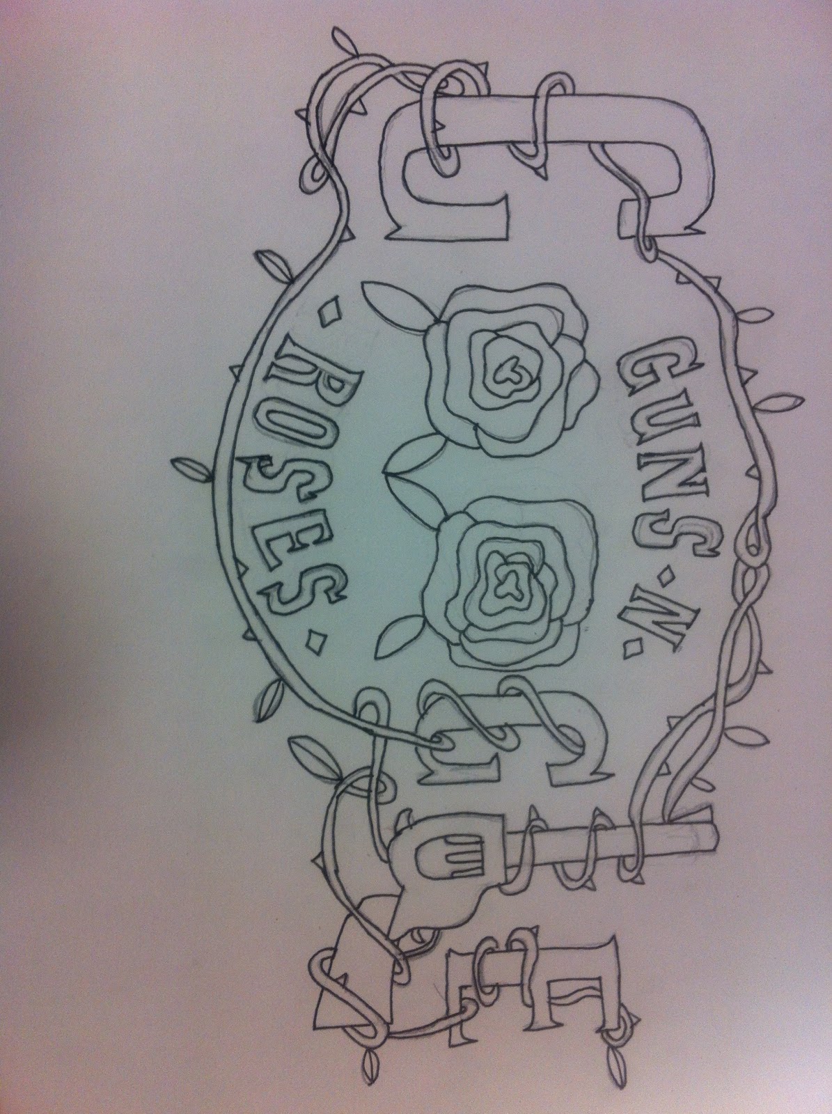 1195x1600 Musical Themed Google Page - Guns And Roses Sketch