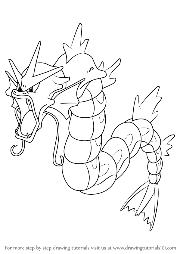 598x844 Learn How To Draw Gyarados From Pokemon (Pokemon) Step By Step - Gyarados Sketch