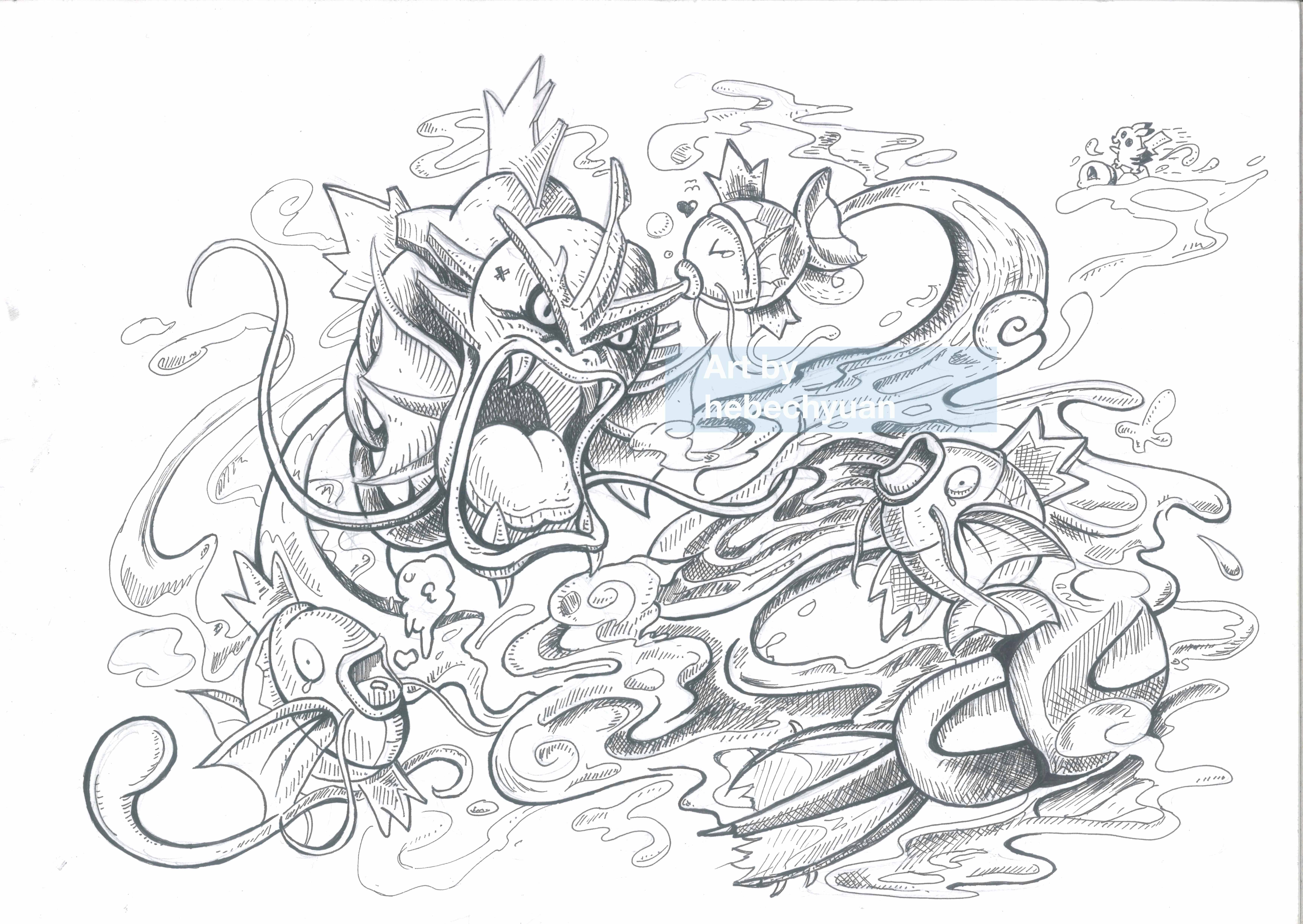 6920x4907 Gyarados Colour Overdose - Gyarados Sketch