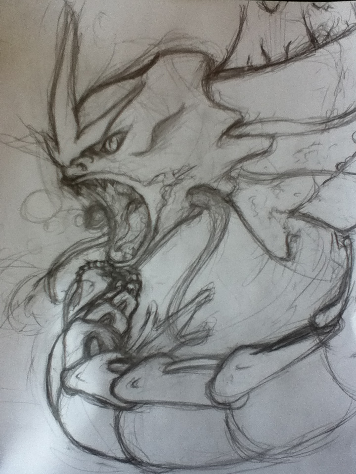 720x960 Realistic Gyarados Sketch By Lxavier - Gyarados Sketch