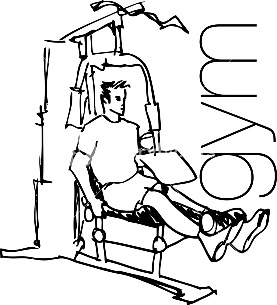 910x1000 Sketch Of Man Using Pulldown Machine In Gym. Vector Illustration - Gym Sketch