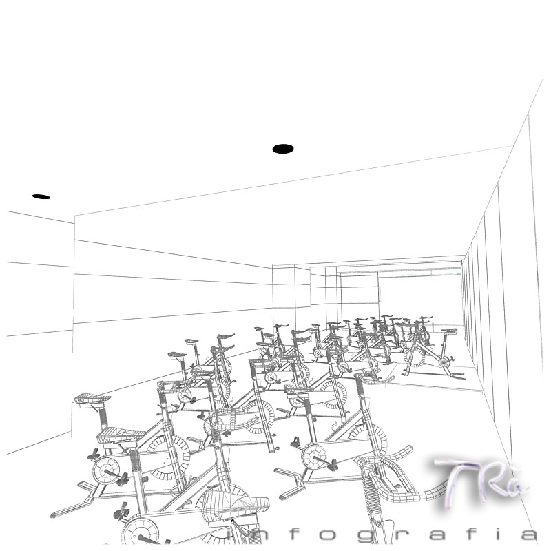 800x800 3d Model Aerobic Spinning Gym Room Cgtrader - Gym Sketch