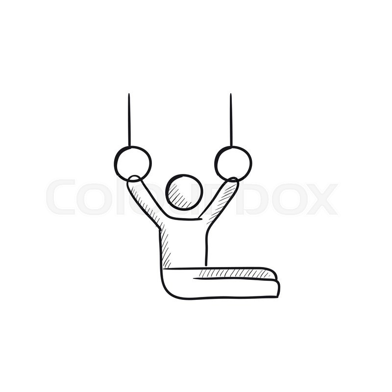 800x800 Gymnast Performing On Stationary Rings Vector Sketch Icon Isolated - Gymnast Sketch