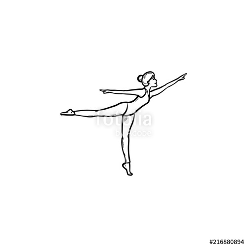 500x500 Gymnast Woman Dancing Hand Drawn Outline Doodle Icon. Female - Gymnast Sketch