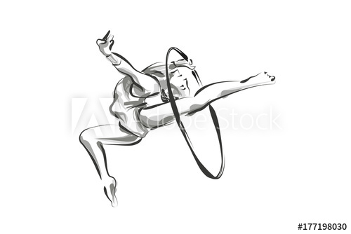 500x334 Vector Line Sketch Gymnast - Gymnast Sketch