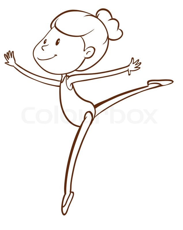 635x800 Illustration Of A Simple Sketch Of A Gymnast On A White Background - Gymnastic Sketch