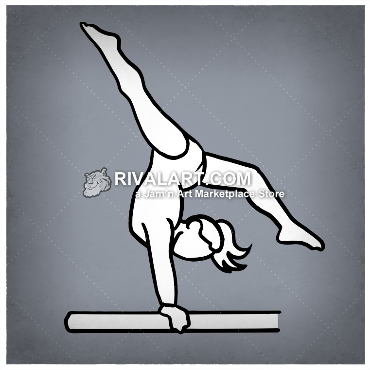 761x761 Simple Line Drawing Of A Gymnast On The Balance Beam - Gymnastic Sketch