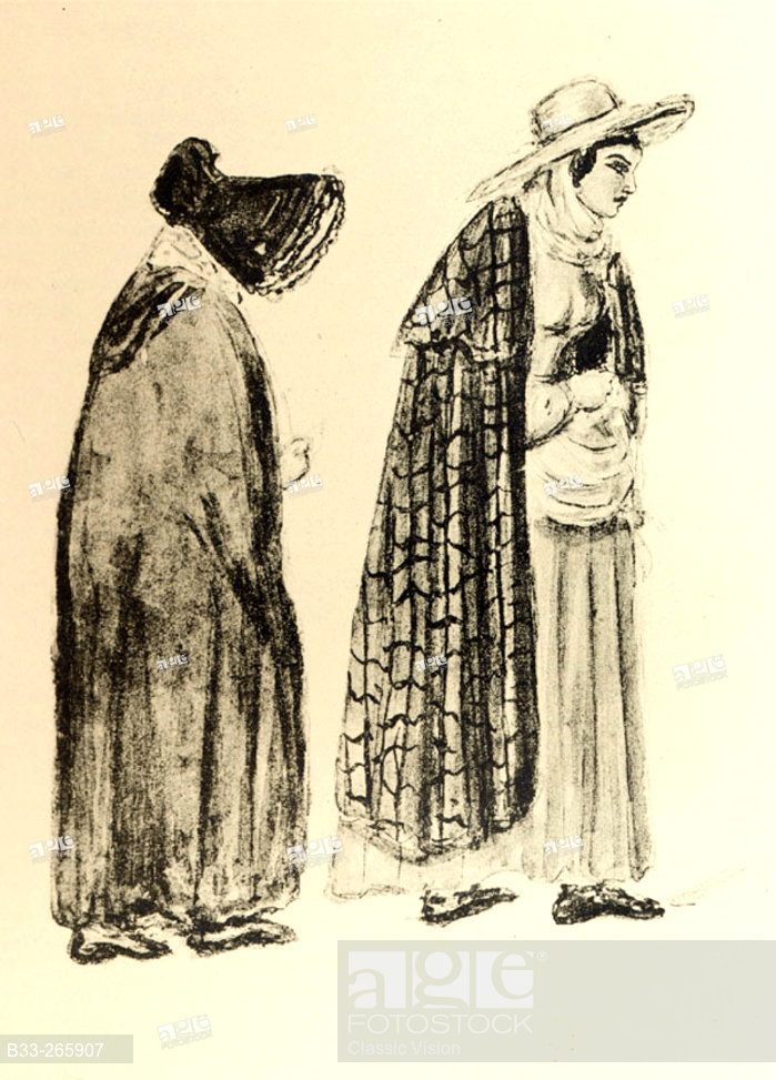 699x973 Gypsy Women From A Sketch By Princess Victoria, Stock Photo - Gypsy Sketch