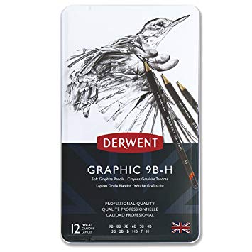 355x355 Derwent 34215 Graphic Soft Graphite Drawing Pencils, Set Of 12 - H Sketch