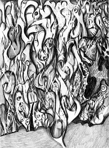 222x300 The Entrance To Hades Drawing By Hans Kaiser - Hades Sketch