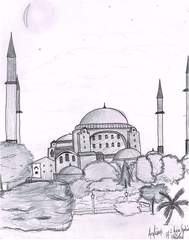 621x786 Sketching Sights Hagia Sophia Nicholas Andriani Writer - Hagia Sophia Sketch
