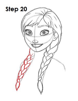 300x388 How To Draw Anna (Frozen) - Hair Braid Sketch