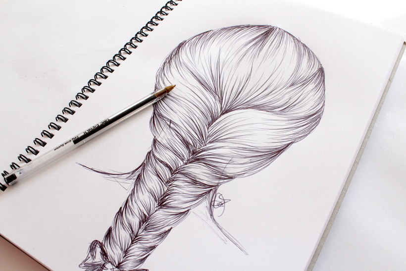 Hair Braid Sketch at PaintingValley.com | Explore collection of Hair ...
