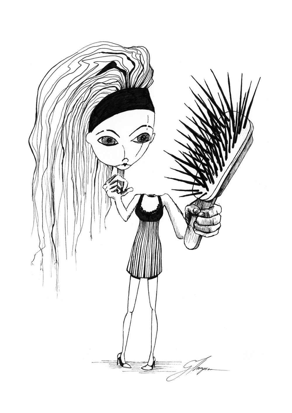 1000x1414 Georgette Thompson - Hair Brush Sketch