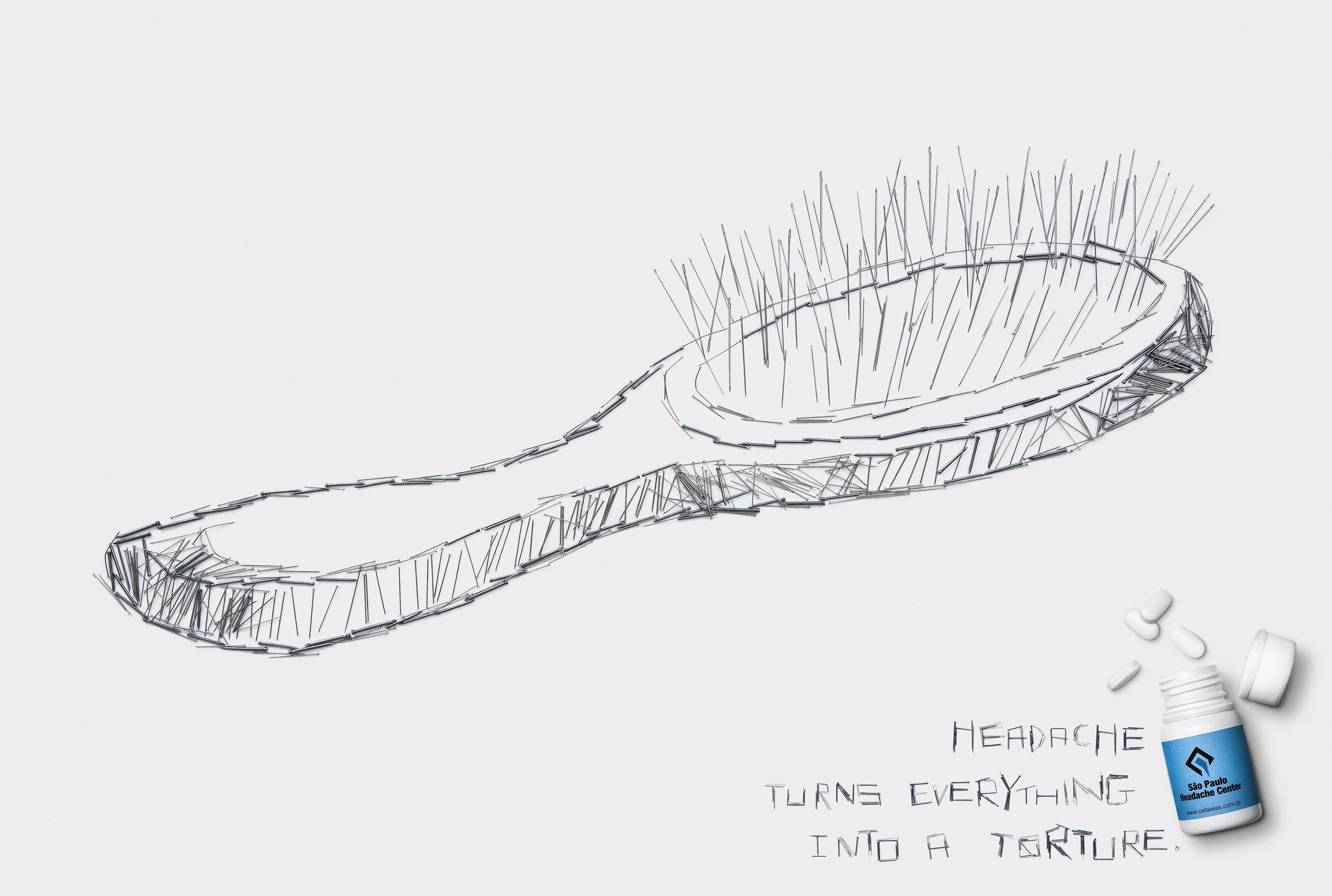 3000x2019 Private Headache Clinic Hair Brush Outdoor Advert By Euro Rscg - Hair Brush Sketch