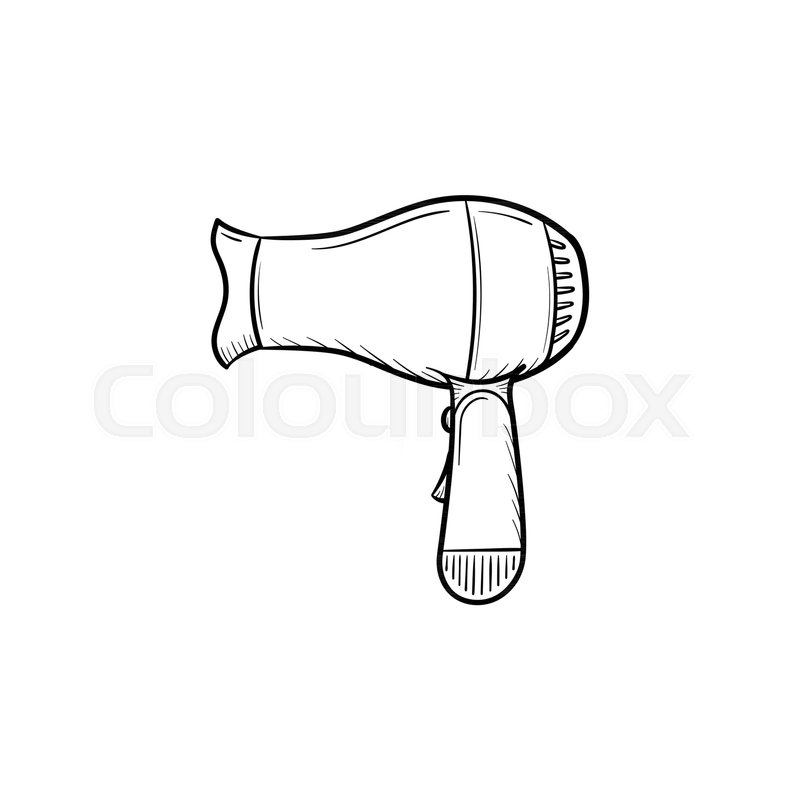 800x800 Vector Hand Drawn Hair Dryer Outline Doodle Icon. Hair Dryer - Hair Dryer Sketch