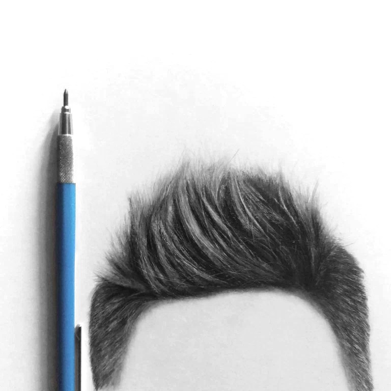 768x768 Drawing Realistic Male Hair - Hair Pencil Sketch
