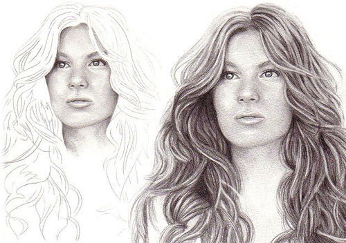 500x352 50 Clever Tutorials And Techniques On Traditional Drawing - Hair Pencil Sketch
