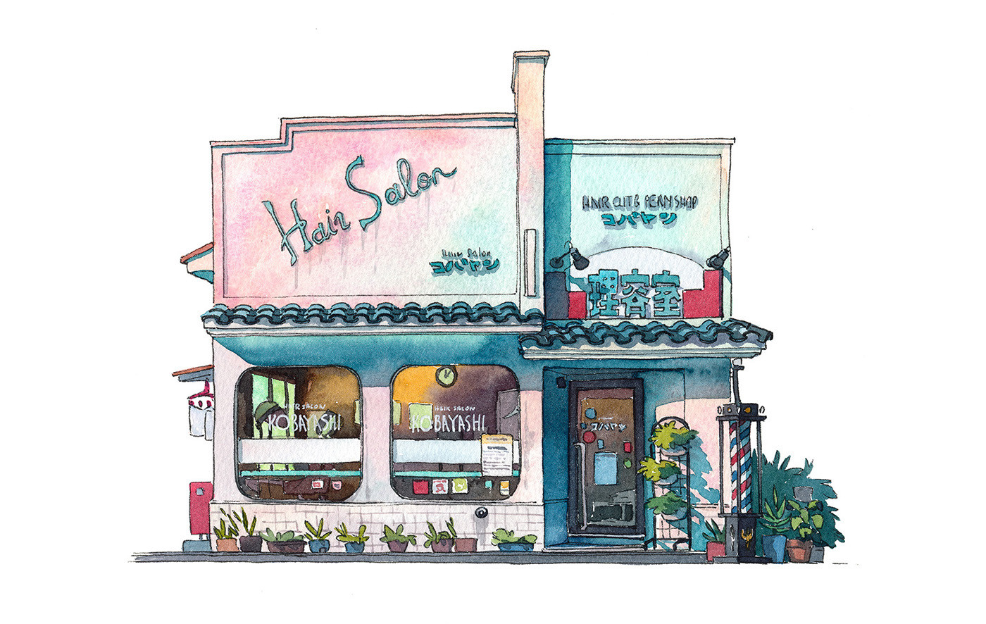 1400x886 Gallery Of These Watercolors Capture The Unsung Architecture Of - Hair Salon Sketch