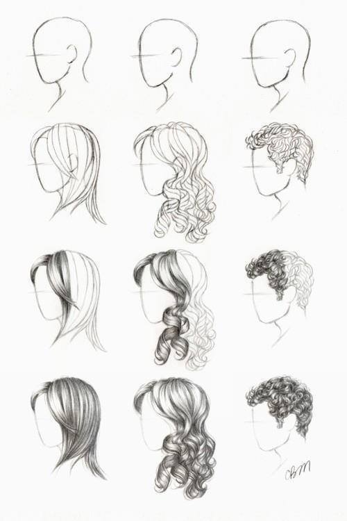 500x750 Hair Drawing Tutorial - Hair Sketch Tutorial