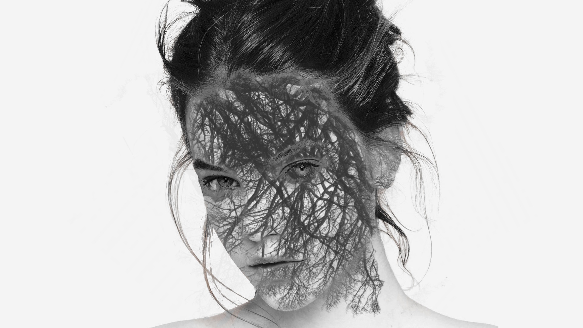 1920x1080 Free Images Tree, Person, Black And White, Girl, Hair, Female - Hair Style Sketch