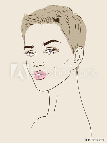 375x500 Portrait Of Beautiful African American Woman With Short Haircut - Haircut Sketch